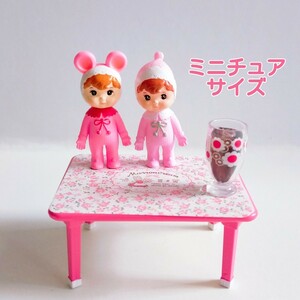  miniature Lee men to. make Sanrio memory z table Nakayoshi tea -mi- Chan ate rear retro glass Sanrio marron cream 