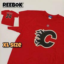 REEBOK 銀タグ NHL バックロゴ プリントTシャツ XLサイズ 赤 mts0331 リユース ultramto_画像1
