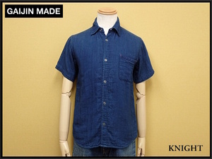  free shipping GAIJIN MADE indigo dyeing gauze shirt *gai Gin meido/HRM/ Indigo dyeing /23*7*1-7