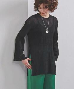 極美品 21SS UNITED ARROWS アローズ UWFM C/P YORYU TUNIC 大人の女性らしさ 主役級/洒落感◎シアー素材 BLK F 定価17,600円