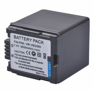 【送料無料】パナソニックVW-VBG260互換バッテリー 3000mAh HDC-HS300P/HDC-HS300PC/HDC-HS350/HDC-HS700/HDC-HS700K/HDC-HS9 互換品