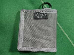 * Porter LOVE&PORTER nylon material box type coin case gray almost unused!!!*