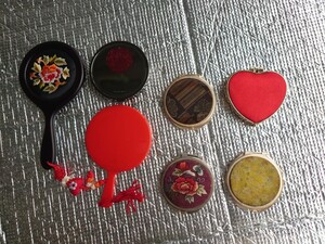  compact mirror hand-mirror 7 point set together retro Shiseido Heart floral print other collection 