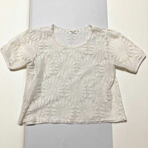 NALLIYA レース 半袖 トップス 花柄 ホワイト 白 夏服 カットソー DHOLIC