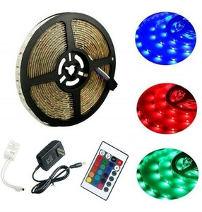 LED лента свет RGB дистанционный пульт AC источник питания есть 12V 5M 3528SMD белая основа 300 полосный водонепроницаемый разрез возможно двусторонний лента есть правильный поверхность люминесценция LED лента DD100ACset