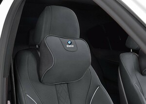 ◆新品◆BMW◆ロゴ入りき 車用記憶 通気性弾性 ネックパッド レザー ネックパッド 汎用 車載首枕 ヘッドレスト