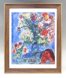 新品☆額付アートポスター◇マルク・シャガール☆Marc Chagall☆Les Amoureux et Fleurs, 1964☆絵画☆壁掛け☆インテリア☆名画☆147