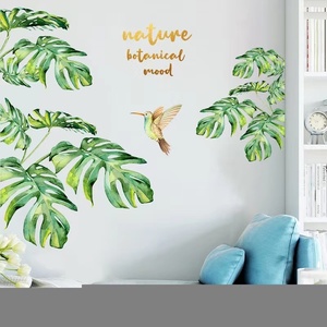 (NO.433）DIY剥がせる壁飾りウォールステッカー綺麗な仕上がり　緑葉と小鳥