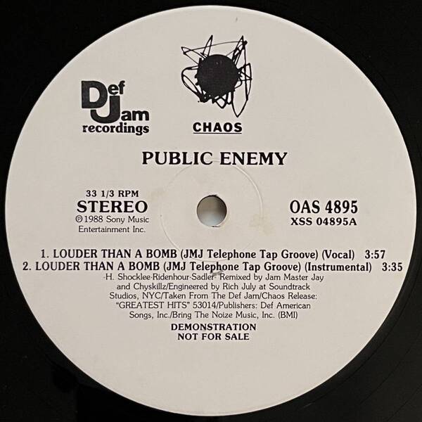 Public Enemy - Louder Than A Bomb / Tie Goes The Runner (プロモオンリー) (Promo) (USオリジナル)