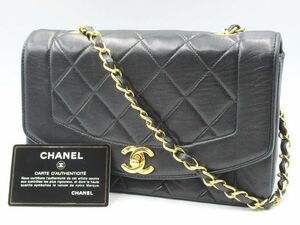 ◆CHANEL シャネル ダイアナフラップ マトラッセ 22 チェーン ショルダーバッグ ラムスキン レザー ターンロック ブラック 黒系◆