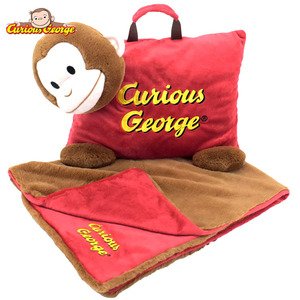 Art hand Auction おさるのジョージ ブランケット 枕 キュリアス ジョージ ひざ掛け 毛布 ぬいぐるみ アメリカン雑貨 Curious George, ハンドメイド作品, 寝具, ブランケット, 膝掛け