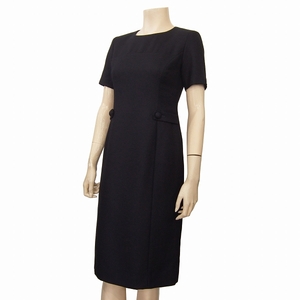 UМ ultimate beautiful goods * Courreges *courreges* dark blue series * edge regular . woven ground * beautiful Silhouette One-piece *38 number (M size )/ formal correspondence / lady's 