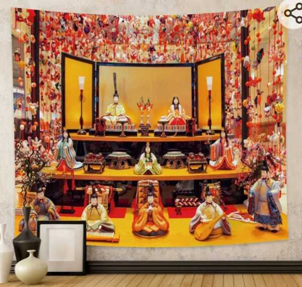 【ひな祭り節句タペストリー】 オシャレ インテリア 模様替え ウォール モダン アート ポスター マルチクロス 150cm×130cm