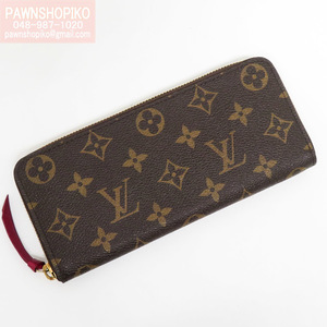 ルイヴィトン LOUIS VUITTON モノグラム ポルトフォイユ・クレマンス／ラウンドファスナー長財布 M60742 フューシャ 良品 [質イコー]