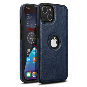 iPhone 13 ケース (紺色) PUレザーケース ラグジュアリー ヴィンテージ PUレザー 薄型ケース/ロイヤルブルー