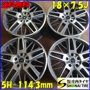 4本SET 会社宛送料無料 18×7.5J ロクサーニ W.CORE アルミ 5穴 PCD 114.3mm +55 ハブ径73mm オデッセイ ヴェゼル ステップワゴン NO,E3791