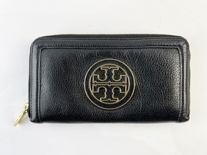  Tory Burch long wallet black leather Logo wallet Zippy lady's 