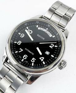 エポス　epos　自動巻き　メンズ　腕時計　裏スケ　3321　CAL.2834-2　オートマ　SS　デイデイト　黒文字盤