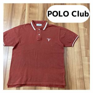 POLO Club ポロクラブ ワンポイント ポロシャツ 半袖 レトロ 刺繍ロゴ 日本製 ワインレッド サイズL 玉mc1594