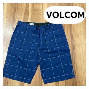 VOLCOM ボルコム ショートパンツ ハーフパンツ ショーツ チェック柄 Genuine ネイビー 大きいサイズ W36 玉mc1651