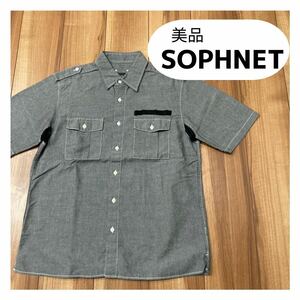 美品 SOPHNET ソフネット 半袖シャツ 胸ポケット グレー ワークシャツ サイズM 玉mc1660