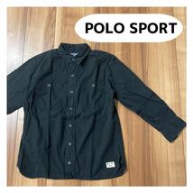 POLO SPORT ポロスポーツ RALPH LAUREN ラルフローレン 長袖シャツ スナップボタン ブラック キッズ140 玉mc1697_画像1