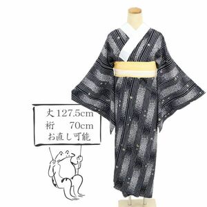 [ длинное нижнее кимоно ] принципиально новый специальный отбор длинное нижнее кимоно . изношенный . олень. . рисунок чёрный кимоно внизу натуральный шелк кимоно J2-11
