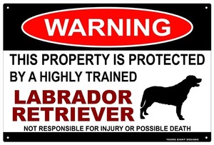 雑貨【Labrador Retriever/ラブラドール・レトリーバー】WARNING/Dog/ドッグ/犬/警告/ヤードサイン/メタルプレート/ブリキ看板/Tin Sign-62