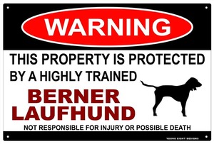 雑貨【Berner Laufhund/バーニーズ・ハウンド】WARNING/Dog/ドッグ/犬/警告/ヤードサイン/メタルプレート/ブリキ看板-216