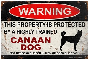 雑貨【Canaan Dog/カナーン・ドッグ】WARNING/Dog/ドッグ/犬/警告/ヤードサイン/メタルプレート/ブリキ看板-293