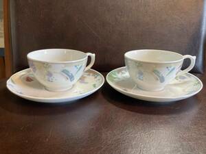 ◎希少美品　D228 NORITAKE オールドノリタケ1955年　カップ＆ソーサー　missy feeling　２客セット (同梱OK)