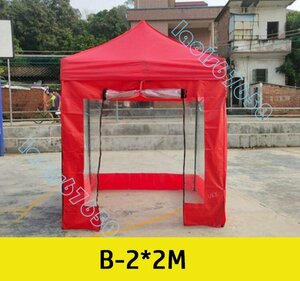 鋼フレーム 4面透明布 テント 屋外 折りたたみ 日よけ キャノピー 四隅 祭り イベント傘 タープテント B-2*2M