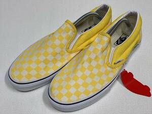 SALE!! VANS SLIPON white unbleached cloth yellow color checker US10.5 (28.5cm) America plan limitation!! slip-on shoes Vans 