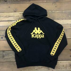 Kappa カッパ フーディ ロゴプリント プルオーバー パーカー ブラック/イエロー size XL