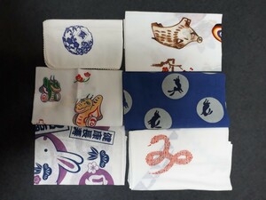  hand .... main 6 pieces set hand ...... Showa Retro better fortune handkerchie dish cloth 