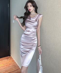 597　ワンピースladiesレディース　ドレス◇sexy　綺麗めシルエット【魅惑Style】　　◇披露宴dress　　素敵　　つるつる　　ノースリーブ