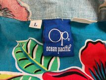 80's USAヴィンテージ OP ocean pacific オーシャンパシフィック ハワイアンシャツ アロハシャツ オープンカラー BOX ハイビスカス柄 L_画像4