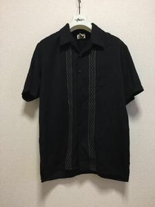 USA古着 90's オープンカラーシャツ デザインシャツ ハワイアンシャツ Waikiki WEAR 黒系 M