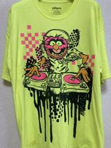 USA古着 The Muppets ザ・マペッツ DJ 半袖Tシャツ キャラクターTシャツ ネオンイエロー イエロー 蛍光黄色 XL 2010_画像5
