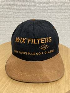 90's USAヴィンテージ WIX FILTERS 2トーンキャップ 帽子 USA製/ 企業 キャップ 80年代 90年代 黒×スウェード 1997
