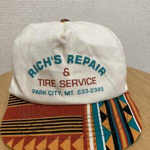 80's90's USAヴィンテージ 2トーンキャップ 帽子 RICH'S REPAIR TIRE SERVICE USA製/ 企業 キャップ 80年代 90年代 ネイティブの画像1