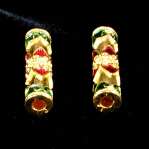 七宝焼ビーズ・アクセサリ素材 シリンダ赤・緑 7個の画像4