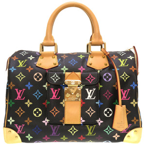 美品 ルイ ヴィトン モノグラム マルチカラー スピーディ30 ノワール M92642 ハンドバッグ バッグ 黒 LV 0119 LOUIS VUITTON