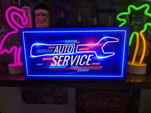 [ character modification free ] auto service car shop garage repair metal plate painting automobile sale signboard ornament miscellaneous goods light BOX LED lightning signboard illumination signboard 