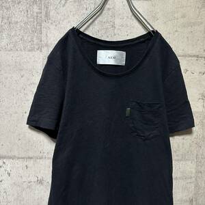 AKM ポケットTシャツ　刺繍タグ　カモフラ　迷彩　ストレッチ　クルーネック　ブラック　M カルペディエム　1 piu1 uguale 3 AKM wjk