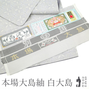  genuine Ooshima pongee . kimono white mud white Ooshima .. inside woven thing light gray flower the 7 treasures new old goods brand new length 169.68 TL size tall size ....sb12608