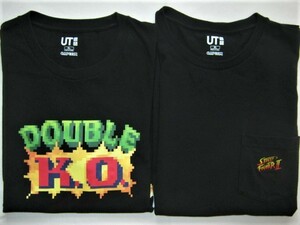 ★古着 2019年 UNIQLO ユニクロ×ストリートファイターII Tシャツ XL 黒 ポケット ザ・ゲーム ストリートファイター UT CAPCOM カプコン★