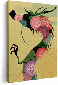 Art hand Auction Panneau d'art élégant, dragon, motif japonais, dragon, tenture, toile de peinture, toile, affiche artistique, cadre en bois, intérieur, bonne chance, peinture, image, art moderne, Format A1, Ouvrages d'art, Peinture, autres