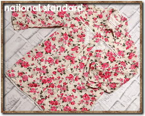 ☆ Национальный стандарт национального стандарта с цветочным шаблоном 7 -минутной рубашки из рукава слоновой кости ☆