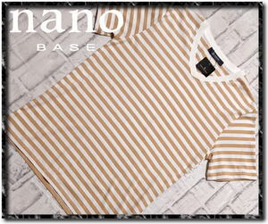 未使用！！★nano BASE　ナノベース　VネックボーダーTシャツ　白×茶★